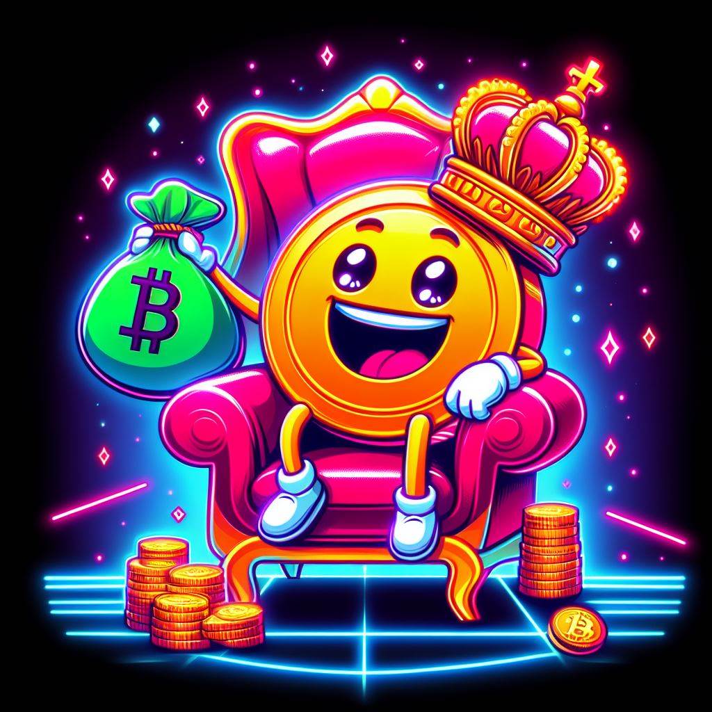 bitcoin sitting on chair happy